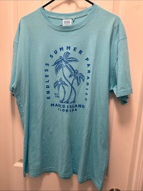 Marco Island Florida Graphic Tee - Light Blue Palm Tree Shirt